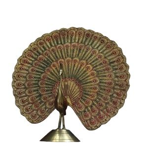 10” Brass Peacock Figure